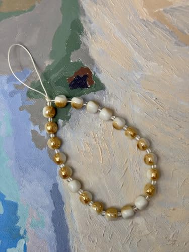 Beaded Phone Lanyard Wrist Strap Phone Charms Fixed Beads Pearl Chain - color: PC-hdj-4