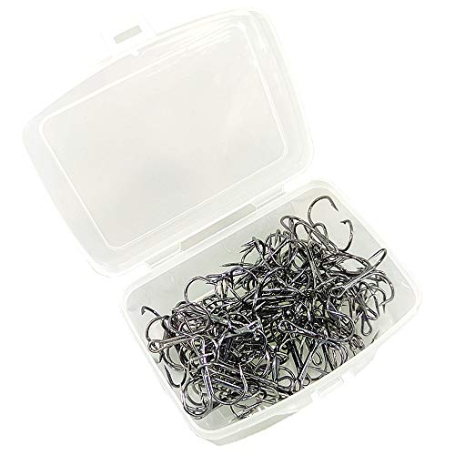 100pcs Fishing Hook Treble Hooks High Carbon Treble Hooks Super Sharp Solid Size 2 4 6 8 10 12 Triple Barbed Steel Fish Hook - color: Black, size: 2#-100pcs