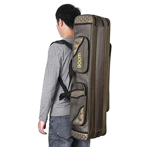 Lixada Fishing Rod Case Potable Canvas Fishing Pole Tools Reel Storage Bag Durable Fishing Gear Tackle Carry Cases 3 Layer, 90cm