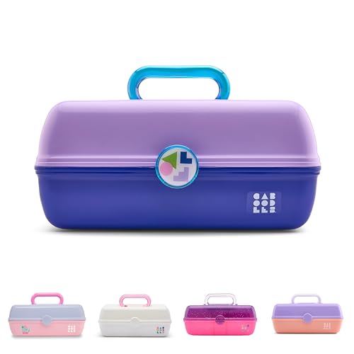 Caboodles On-The-Go Girl Makeup Box, Two-Tone Lilac on Cobalt, Hard Plastic Makeup Organizer Box, Built-In Mirror, Secure Latch for Safe Travel, Spacious Storage for Large Items - color: Lilac