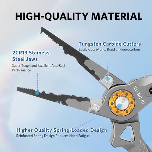 Saltwater Fishing Pliers, Split Ring Pliers for Fishing with Safety Lock, Fish Pliers with Sheath and Lanyard, Fishing Gifts for Men - color: D-gray
