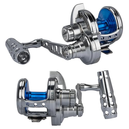 THKFISH Slow Pitch Jigging Reel, 55lbs Max Drag 6.3:1,9+2 Stainless BB Lever Drag Saltwater Heavy Duty Trolling Reel Slow Jigging Reel Saltwater Fishing - size: WAVE-30-Right Hand-SILVER