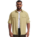 Mens Safari Sun Shirts UPF 50+ UV Sun Protection Long Sleeve Outdoor Quick Dry Fishing Hiking Gardening Shirts - color: 5051 Mud, size: X-Large