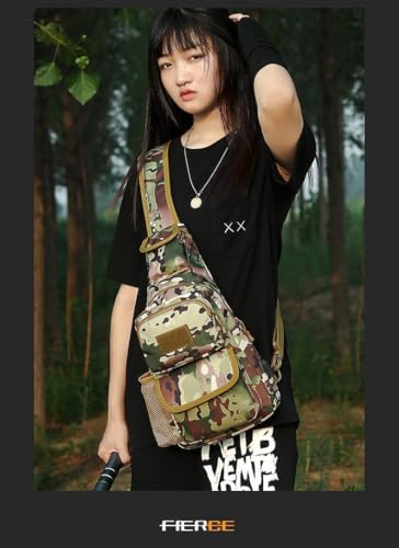 Sling Bag Crossbody Backpack for Men, Tactical Chest Shoulder Bags Daypack | Camouflage Cross Body Bag with Convertible Waterproof Shoulder Strap Trendy Casual Daypacks and Water Bottle Holder Chest Bag - color: Color 2