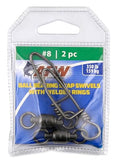 AFW Solid Brass Ball Bearing Snap Swivels with Welded Rings - Black Finish, Up to 450 lb Test Capacity, Patented Bullet Shaped Head for Reduced Water Resistance, Fluid Rotation - size: 2 pc, #8, 350 lb test