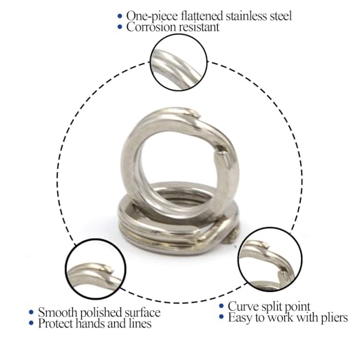 Pack of 201pcs Fishing Stainless Steel Split Rings 5 Sizes and Plier Set, Split Ring Capable of withstanding Large tensile Force and Fishing Plier Tool Kit for Saltwater Fishing Lure Connectors… - color: 250pcs Rings&Red plier