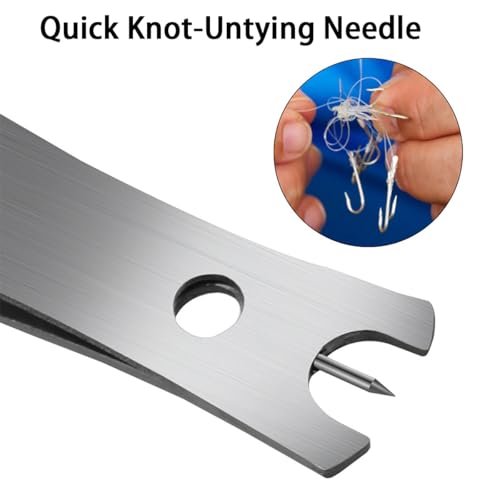 3 Pcs Fishing Line Cutter, Stainless Steel Nipper with Hook Eye and Knot-Untying Needle, Multi Functional Fishing Accessories Tools (Silver & Black)