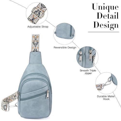 Telena Sling Bag for Women Crossbody Bags Purse for Women Vegan Leather Fanny Pack with Adjustable Strap - color: 1-denim Blue