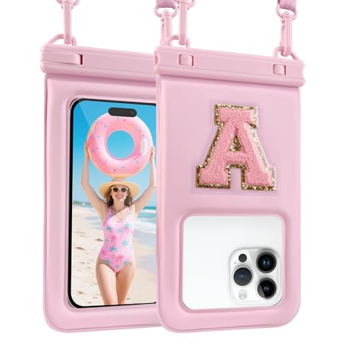 Waterproof Phone Pouch Floating, IPX68 Waterproof Phone Case for Beach Kayak Cruise Essentials, Dry Bag for iPhone 17 16 15 Pro Max Samsung S26 S25 S24, Up to 7", Pink Letter - color: Pink Letter