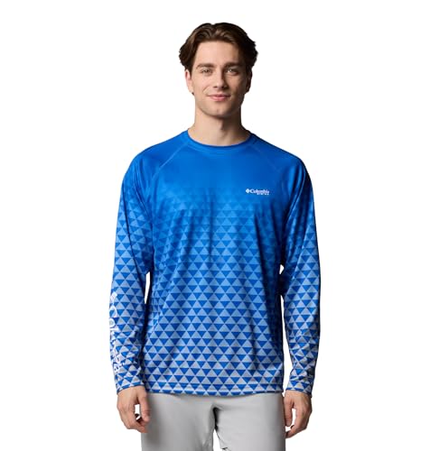 Columbia Men's Super Terminal Tackle PFG Fade Long Sleeve - color: Vivid Blue/Pfg Triangle Super Fade, size: Medium