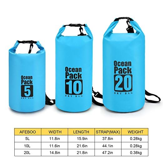 Dry Sack/Waterproof Bag for Boating, Kayaking, Hiking, Snowboarding, Camping, Rafting, Fishing and Backpacking (white, 2L), BO-BAGS-001
