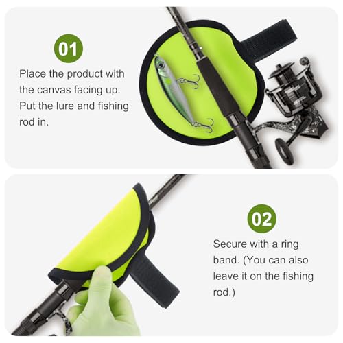 6 Pcs Fishing Lure Wrap, 5.9 Inch Lure Covers, Bait Gloves Lures Shield for Fishing Rod, Fish Hook Storage Protectors, Pole Sleeve Guard for Protecting Fishermen(Green) - color: Green