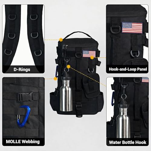 kokkoya Small Fishing Bag Tackle Backpack with Rod Holder 16L Lightweight Backpack for Fishing Hiking Kayaking Outdoor Gear Storage for Men (Black) - color: Black