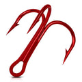 Fishing Treble Hooks - Sharp Strong Red Treble Fishing Hooks High Carbon Steel Triple Hooks Round Bend Barbed Fish Hook for Saltwater Freshwater Size #14-1/0 - size: 100pcs-12#