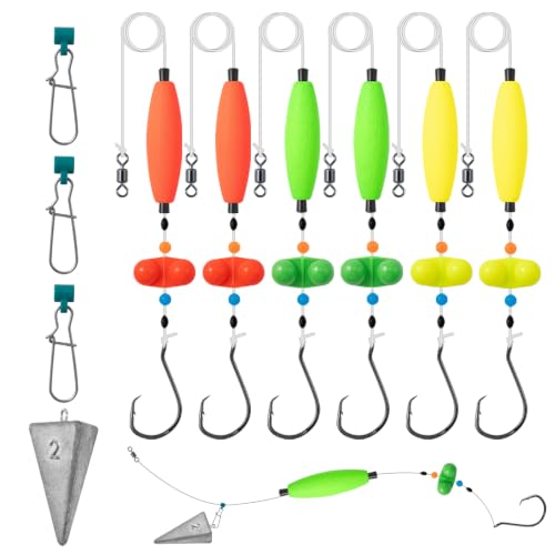 Catfish Rigs Catfish Float Rigs Catfishing Tackle Santee Rig 5/0 6/0 Circle Hooks for Peg Floats Catfish - size: 6/0 HOOK * 6PCS with Weight 2 oz