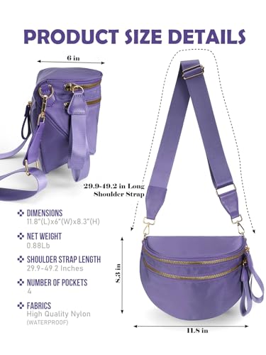 Pure Colour Crossbody Bag Bum Bag for Women,Spacious Purse Fanny Packs Belt Bag,Oversized Bum Bag (Colour Bum Bag-Cloudy Purple) - color: Colour Bum Bag-Cloudy Purple