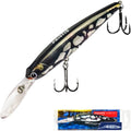Pristis Minnow Fishing Lure, Long Casting Crankbait with Sharp Treble Hooks, Saltwater Freshwater Hard Bait Plug Set Tackle Kit with Precise Weight & Exquisite Coating for Crappie Bass Pike - color: Suspending-Obsidian Silver