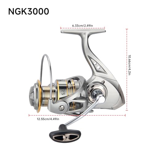 HAUT TON Spinning Reel 8000/9000/10000/12000/14000,6+1BB Metal Surf Fishing Reels,4.8:1 Gear Ratio 55lbs Drag Heavy Long Casting Inshore Saltwater Monster Fish - size: 3000, style: Ht-ngk