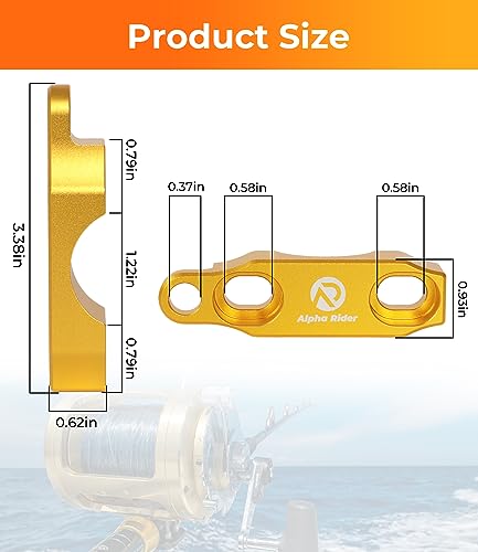 Fishing Reel Rod Clamp Fishing Reels Parts for Penn 20 30 50 70 International V VI Series Reel Rod Clamp Mount Anodized Aluminum Alloy (No Bolts or Screws) - color: Gold