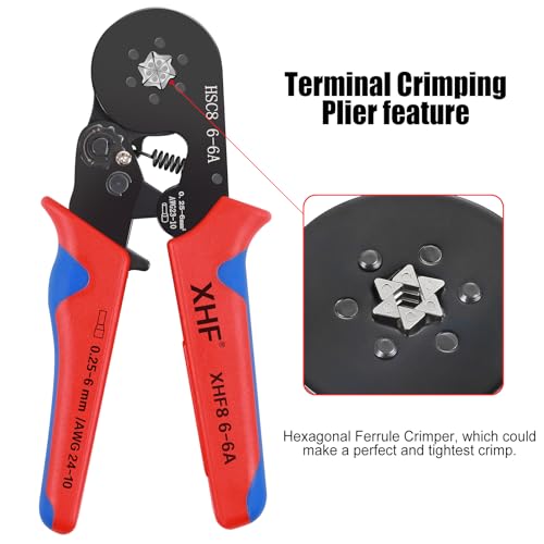 XHF 1700 PCS Ferrule Crimping Tool Kit with Hexagonal Ferrule Crimper Insulated Wire End Ferrules Terminals - color: 1700 PCS Kit