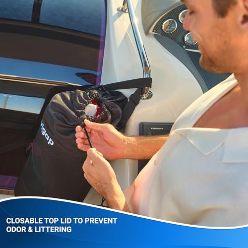 Avigap Boat Trash Can, 100% Odor & Leak Resistant, Portable, Reusable, 10-13 Gal Garbage Bag Snaps Inside, Easy to Install & Clean, Fishing, Sandbar, Kayak, Pontoon Boat Accessories