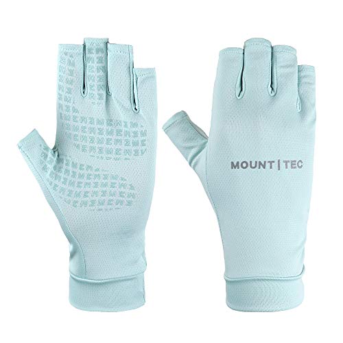 Unisex UV Protective Fingerless Gloves UPF 50+ Summer Sun Glove for Outdoor Fishing Cycling Hiking Driving Kayaking - color: Blue, size: Medium