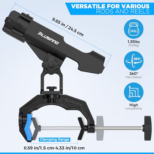 PLUSINNO 1/2/4 Pack Fishing Rod Holders for Boat, Fishing Rod Holder with Enlarge Clamp, Innovative Dual-V Shaped Design, Fit Round/Square Tube Boat Fishing, Fishing Gear, Fishing Gifts for Men - color: Rod Holder Pack of 4