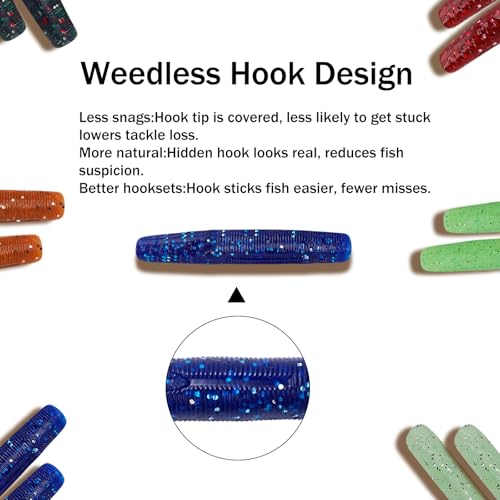 Soft Plastic Worms Lures with Salted Hook Slot 2.6in FS/RE-11 - size: 60pcs