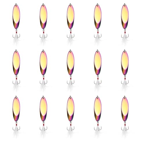 Fishing Spoons Lures, Metal Saltwater Treble Trout Lures Jigging Spoon with Treble Hooks Spinner Baits for Freshwater - color: Colorful, size: 7g / 1/4oz