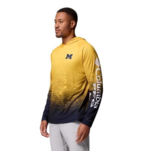 Columbia Men's Collegiate Super Terminal Tackle Hoodie - color: Um - Yellow/Collegiate Navy, size: X-Large