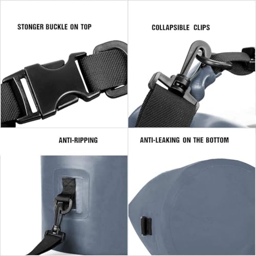 Unigear Dry Bag Waterproof, 2L/5L/10L/20L/30L/40L Floating and Lightweight Bags for Kayaking, Boating, Fishing, Swimming and Camping with Waterproof Phone Case - color: Gray, size: 2L