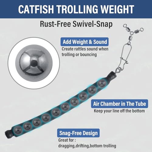 Dragging Weights for Catfishing Trolling, Drifting Dragging Sinkers, Bottom Search Lead Stick Weights and 3 Way Rig - style: 2oz, 4-pcs