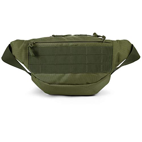 SOWHUP Tactical Fanny Pack,Military Waist Bag Pack with U.S Patch Utility Hip Belt Bumbag for Outdoor Fishing Hiking (Army Green(4 Zipper Pockets)) - color: Army Green(4 Zipper Pockets)