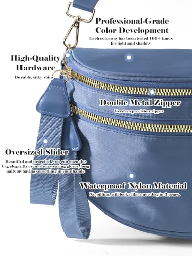 Pure Colour Crossbody Bag Bum Bag for Women,Spacious Purse Fanny Packs Belt Bag,Oversized Bum Bag (Colour Bum Bag-Monet Blue) - color: Colour Bum Bag-Monet Blue