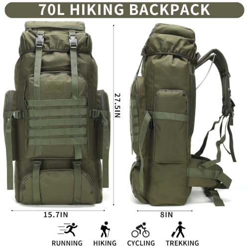 Hiking Backpack for Men 70L/100L Camping Backpack Military Rucksack Molle 3 Days Assault Pack for Climbing | Camping Backpack - color: 70l-olivegreen