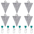 SIWIRIOM Pyramid Sinkers for Surf & Saltwater 6 Pack Fishing Weights Lead Sinkers with Slider Universal Connectors, Fishing Weights Assortment Kits Fishing Gear Tackle 1oz 2oz 3oz - size: 2oz-6pcs