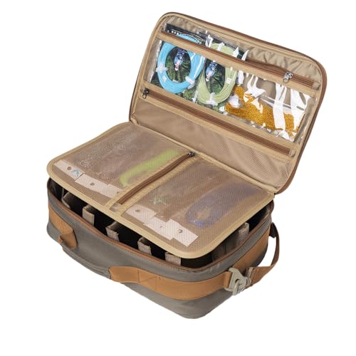 Fly Fishing Reel Case,Shockproof Organizer Bag with Adjustable Dividers, Holds 10 Fly Reels, Protective Travel Gear Bag with Mesh Pocket