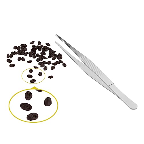 2 PCS 5 Inch Stainless Steel Tweezers, with Straight Round Blunt Serrated Tip, 3/64 Inch Thickness Stainless Steel, Multipurpose Daily Garden Home Lab Craft Repairing Tool - size: 5"L(3/64"T)