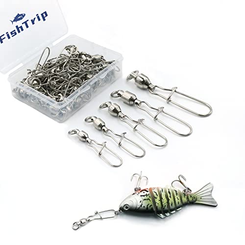 FishTrip Snap Swivels 30Pack Ball Bearing Fishing Swivels Saltwater 0#-10# Duo Lock Barrel swivels Fishing Clips Swivels Fishing Tackle - size: Size2 (45lbs) 30pcs