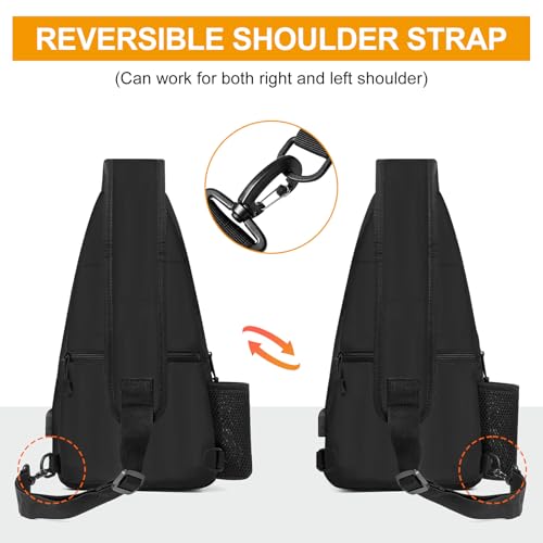 HUNTVP Tactical Sling Bag Crossbody Bag for Men Women EDC Shoulder Bags Molle Sling Backpack Chest Pack for Hiking Hunting Travelling Camping (Type3-Black) - color: Type3-black