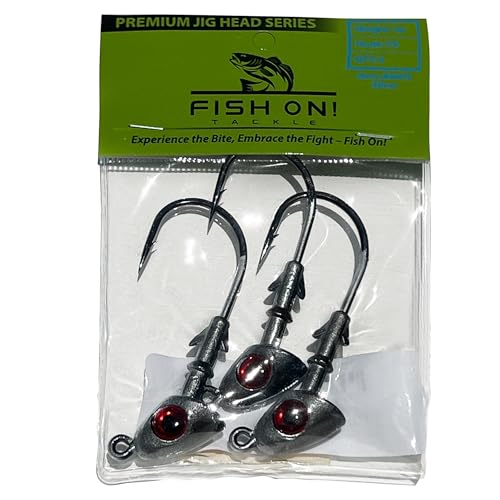 Jig Heads for Fishing with Super Sharp Black Nickel Hooks - Double Locking Bait Stays & Multi-Color 3D Eyes - Perfect for Freshwater & Saltwater Fishing - color: Silver, size: 1 oz - 3 Pack