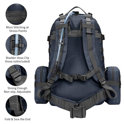 CVLIFE 60L Tactical Backpack for Men Women Military Large Army Rucksack | 3 Day Bug Out Survival Molle Bag, D-Ring Clips & Compass Accessories, Hiking Camping Gym Daypack, Blue - color: Blue