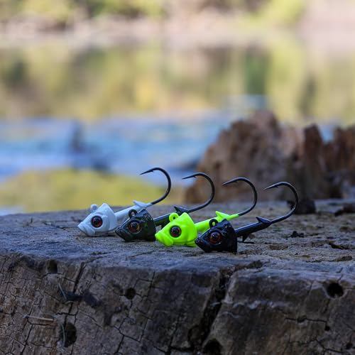 Reaction Tackle Swimbait Jig Heads with Weighted Hook - Realistic Fish Head Lures for Bass and Walleye - Soft Plastic Swimbait Heads for Freshwater and Saltwater (5-Pack) - color: Variety 20 Pack, size: 1/4 Oz