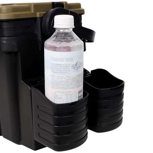 Dual-layer Fishing Tackle Box, Tackle Box Organizer Fishing Box Large, Plastic Portable Tackle Storage Box with 2pcs Rod Holder, 2pcs Cup Holder, 1pc Carring Strap - color: Army Green