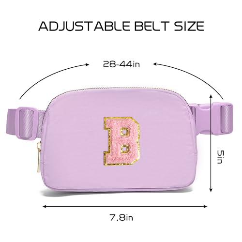 Gitus Initial Belt Bag Fanny Pack Crossbody Bag for Girls Birthday Gifts Age 8-10 Teen Girl Gifts Trend Stuff Personalized Letter Gifts for Daughter Sister (Lavender-B) - color: Lavender, style: B