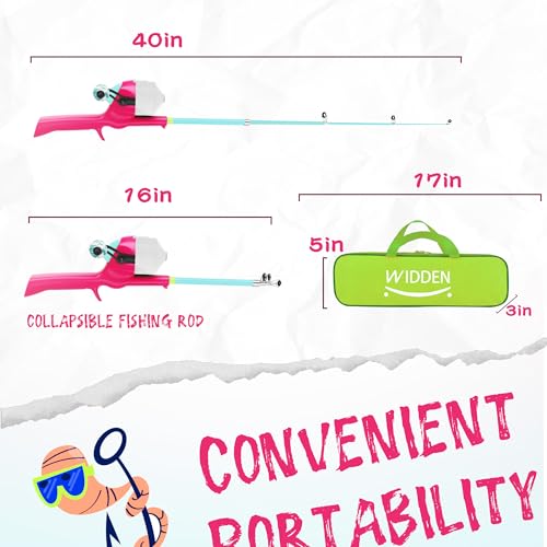 Kids Fishing Pole, Telescopic Fishing Rod, Toddler Collapsible Fishing Rod and Reel Combo with Tackle Box, Fishing Line, Bobber, and Soft Lures for Boy, Girl, Youth, Beginner, Over 4 Years Old - color: Bubblegum Pink & Mint Blue