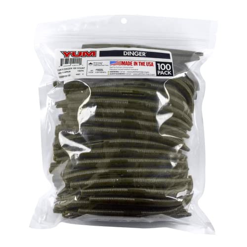 YUM Dinger Classic Worm All-Purpose Soft Plastic Bass Fishing Lure 100 Pack, 5 Inch - color: Green Pumpkin Flake, size: 5" (Pack of 8)