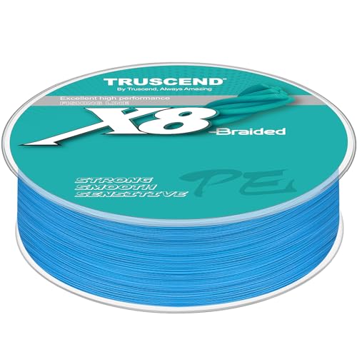 TRUSCEND X8 Braided Fishing Line, Durable and Valuable PE Braid Line for Professional, More Thinner More Smoother Performance for Casting Well, Must-Have Freshwater Fishing Gear, Fishing Gift for Men - color: Blue, size: 60 LB (300 yards)