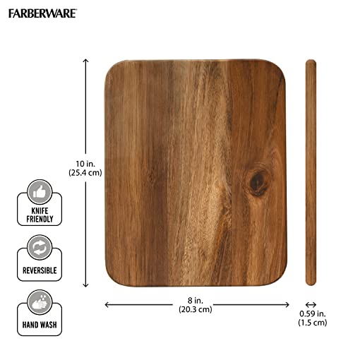 Farberware Acacia Wood Cutting Board, 8" x 10" - Reversible Charcuterie Board for Kitchen Prep, Chopping Meats & Veggies, Gentle on Knives, Kitchen Starter & Gift Essential