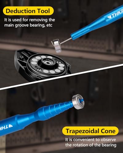 THKFISH Fishing Reel Maintenance Kit, Reel Repair Tool Kit, Fishing Reel Cleaning Set with Spool Pin Remover and 28 in 1 Screwdriver or 38 in 1 Electric Screwdriver - color: Blue-Manual screwdriver